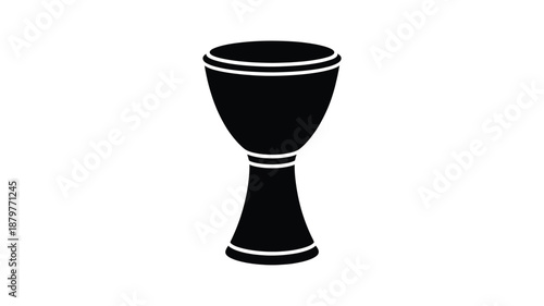Black djembe drum icon representing an african percussive musical instrument symbol Vector