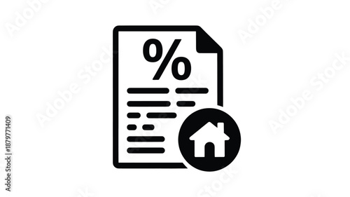 Home mortgage interest rate document icon for property finance and agreements Vector