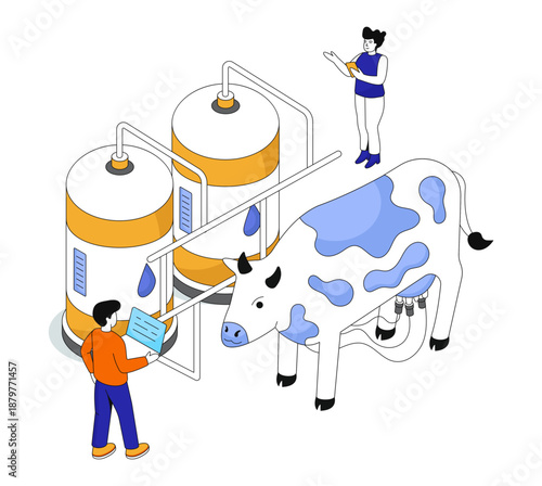 Vector design of milk production isolated on white background 