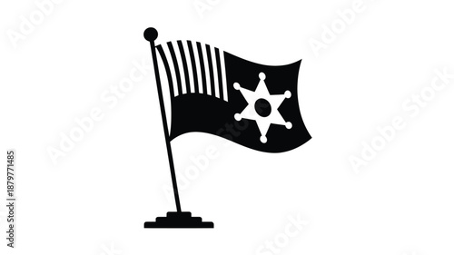 American flag with sheriff star badge icon symbolizing law enforcement and justice Vector