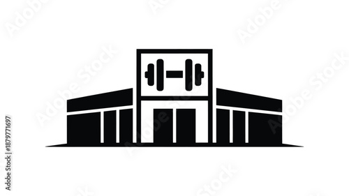 Modern gym or fitness center building icon symbolizing health, exercise, and physical training Vector