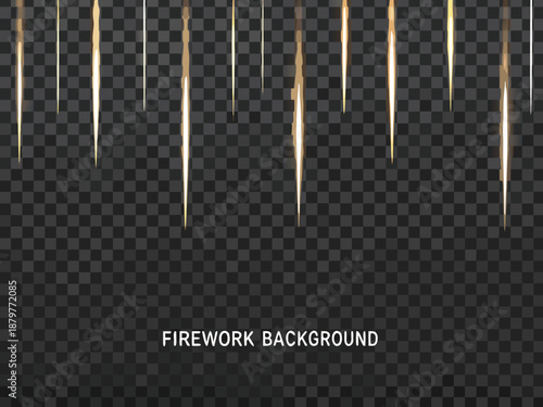 Golden streaks of light descend on a transparent checkered background