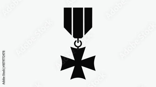 Black silhouette of an iconic military award symbolizing honor and bravery Vector