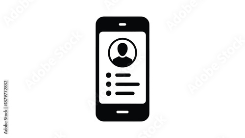 Mobile phone screen displaying a user profile icon and personal information layout Vector