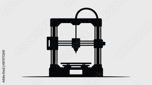 Silhouette of a contemporary 3d printer for rapid prototyping and digital fabrication Vector