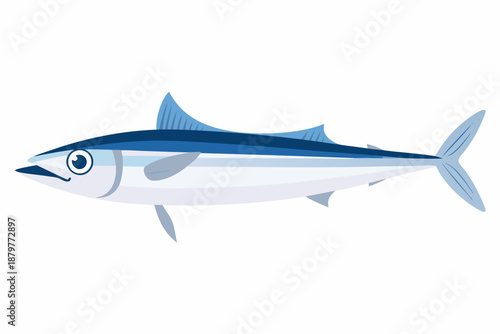 A simple illustration of a blue mackerel fish side view detailed fins