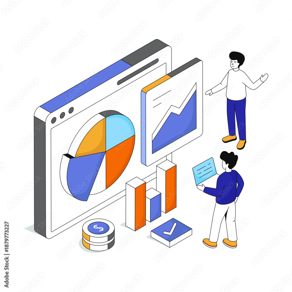 Fototapeta premium Editable design illustration of business data analysis 
