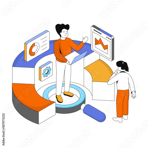 Editable design illustration of data analyst 