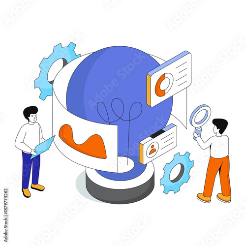 A unique design illustration of business idea generation 