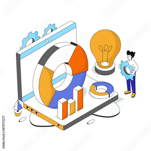 A unique design illustration of business idea generation 