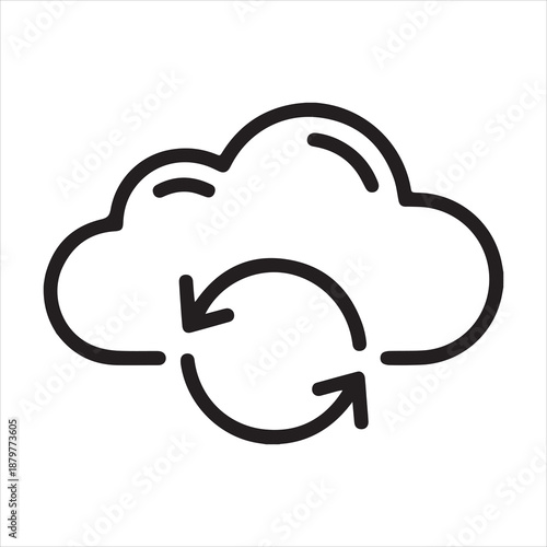 Cloud computing symbol with circular refresh arrows icon