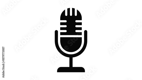 Classic style microphone icon representing audio recording and live broadcast Vector