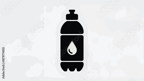 Minimalist black water bottle icon with a single droplet symbol representing hydration Vector