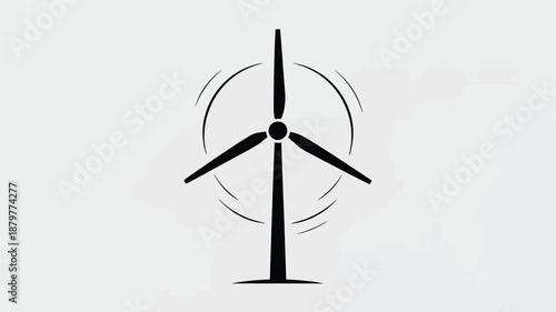 Rotating wind turbine icon for renewable energy and sustainable power generation Vector