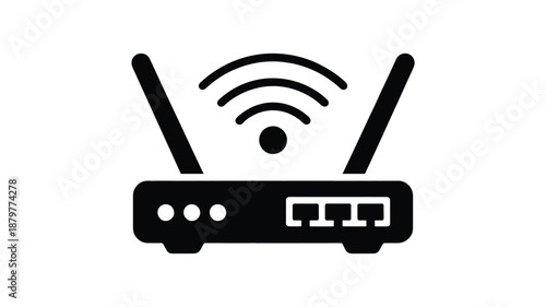 Wireless router icon transmitting internet signal for modern network connectivity Vector