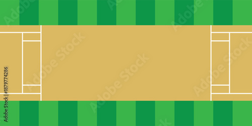 Cricket pitch vector icon on green field – Sports ground layout illustration for stadium, match, tournament and outdoor game design