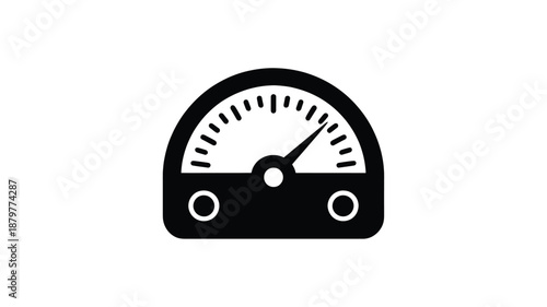 A simple black and white icon of a speedometer or gauge indicating performance Vector