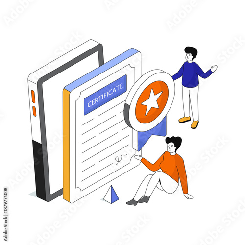 A unique design icon of online certificate