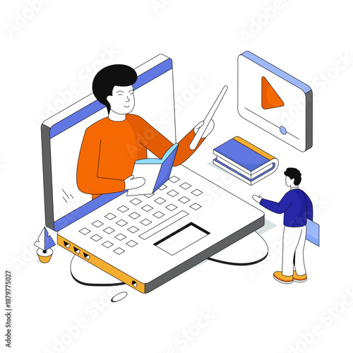 Modern design icon of online tutor