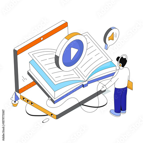 Creative design icon of audiobook