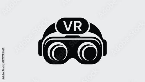 Modern black virtual reality headset icon symbolizing immersive digital gaming and simulation Vector