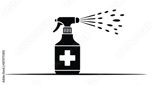 Disinfectant spray bottle icon symbolizing hygiene and germ protection Vector