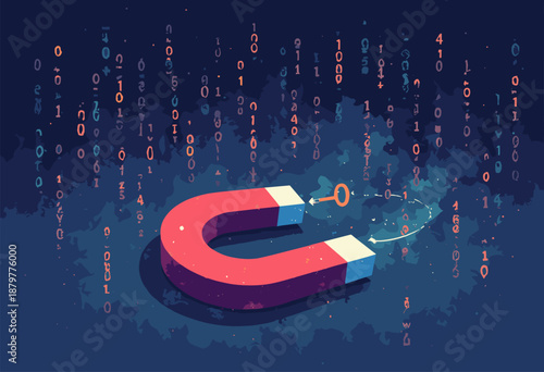 magnet attracting binary code zeros ones Data Recovery Flat