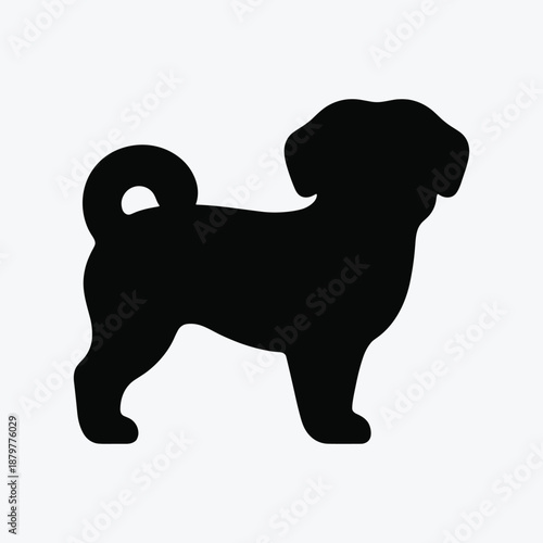 Silhouette of a pug isolated on white background, Vector, illustration