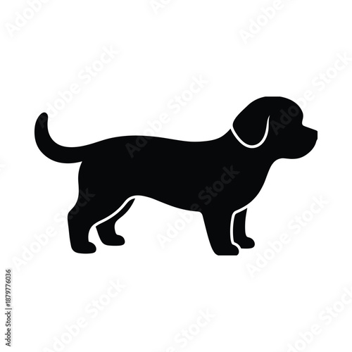 Black dog silhouette isolated on white background, Vector, illustration
