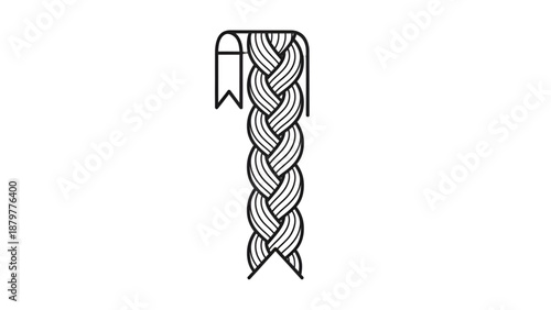 Braided hair extension icon outline for salon and beauty branding
