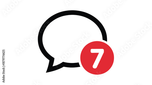 Message notification icon with seven unread chats or new comments indicating activity Vector