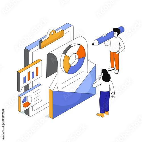 Modern design illustration of writing business email 