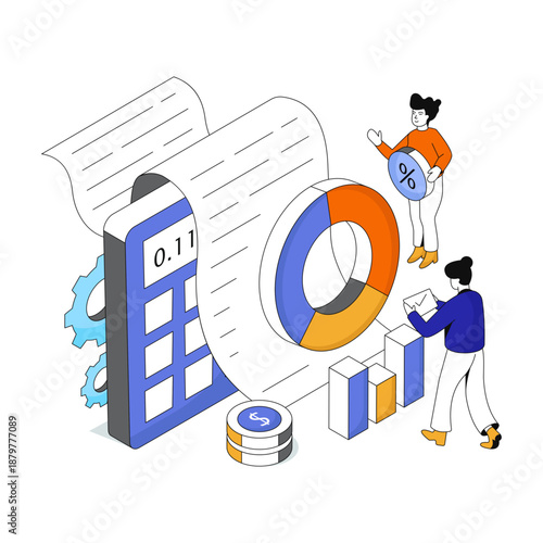 Trendy design illustration of business calculation 