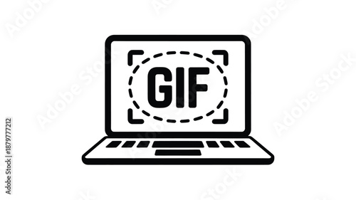 Creating or capturing animated gifs on a laptop screen, represented by a simple icon Vector