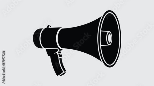 Black megaphone icon representing communication, announcement, and public address Vector