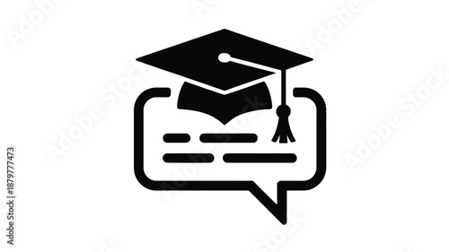 Academic communication concept with graduation cap and speech bubble symbol Vector