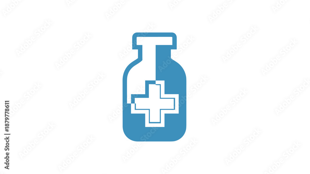 Obraz premium Medical Bottle with Health Cross Icon