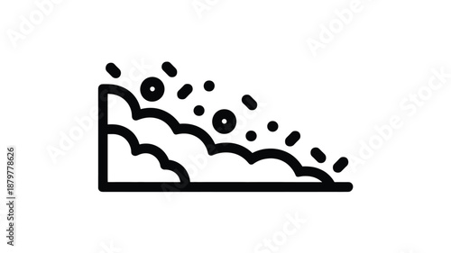 Minimalist line icon depicting a dangerous natural landslide or avalanche event Vector
