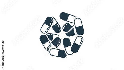 Pills and Capsules Flat Icon for Medicine and Healthcare