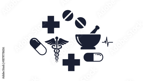 Comprehensive Medical and Pharmacy Icon Set Healthcare Medicine and Wellness Symbols