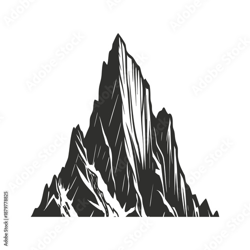 Silhouette Mountain Peak Illustration with Clean Lines and Minimal Landscape Design