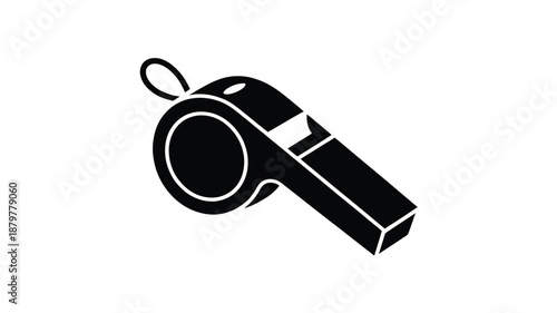 A classic black silhouette of a whistle, an essential tool for sports coaches and referees Vector