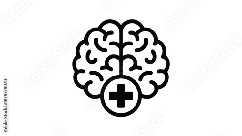 Mental health care icon: promoting brain well-being and neurological support Vector