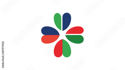 Abstract Colorful Four-Leaf Clover Heart Logo Design