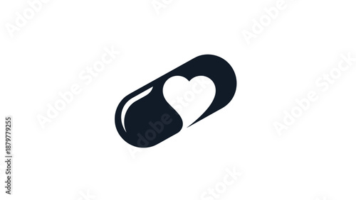 Heart Shaped Pill Icon for Health and Wellness