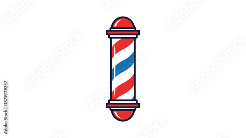 Classic Barbershop Pole Icon with Red White and Blue Spiraling Stripes