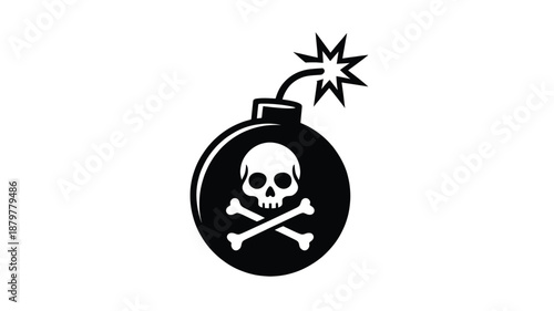 A black bomb with skull and crossbones and a lit fuse symbolizing danger and threat Vector
