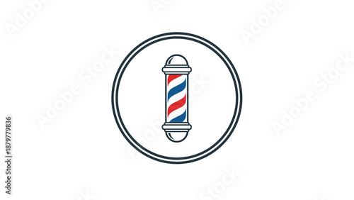 Classic Barbershop Pole Icon in Circular Frame