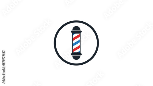 Barber Pole Icon in Circle for Hair Salon and Grooming Services
