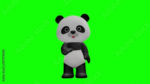 可愛いパンダのキャラクター クロマキー背景
